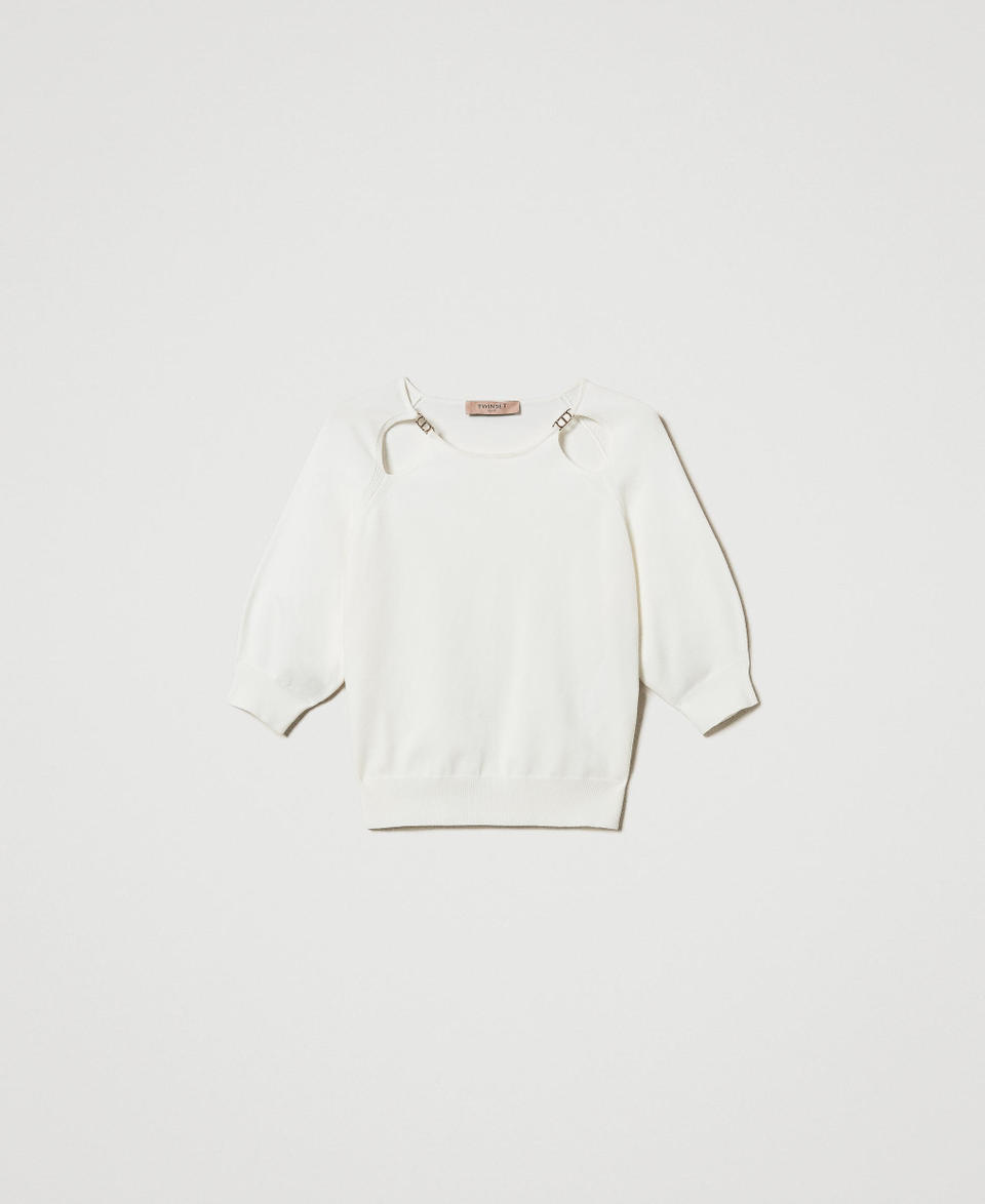 Twin Set Maglia con cut-out e Oval T Qualità