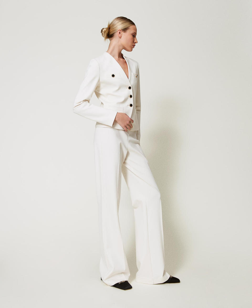 Twin Set Pantaloni wide leg con bottoni gioiello Promozione