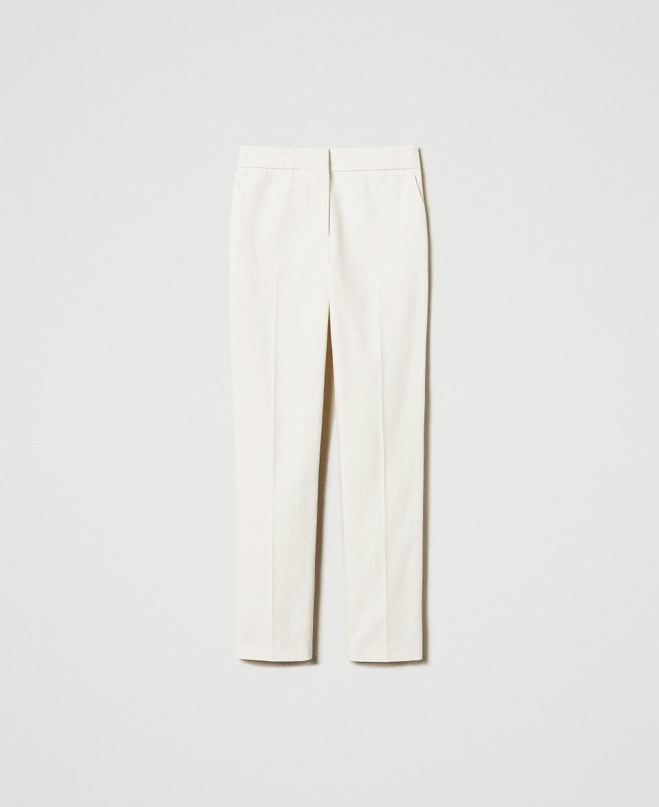 Twin Set Pantaloni dritti in gabardine misto cotone Spedizione Gratuita