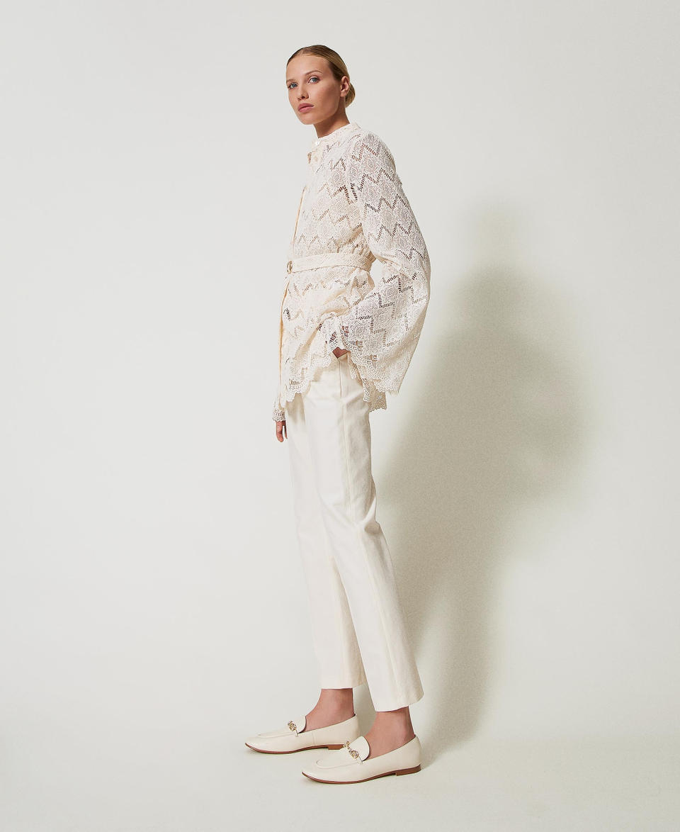 Twin Set Pantaloni dritti in gabardine misto cotone Spedizione Gratuita