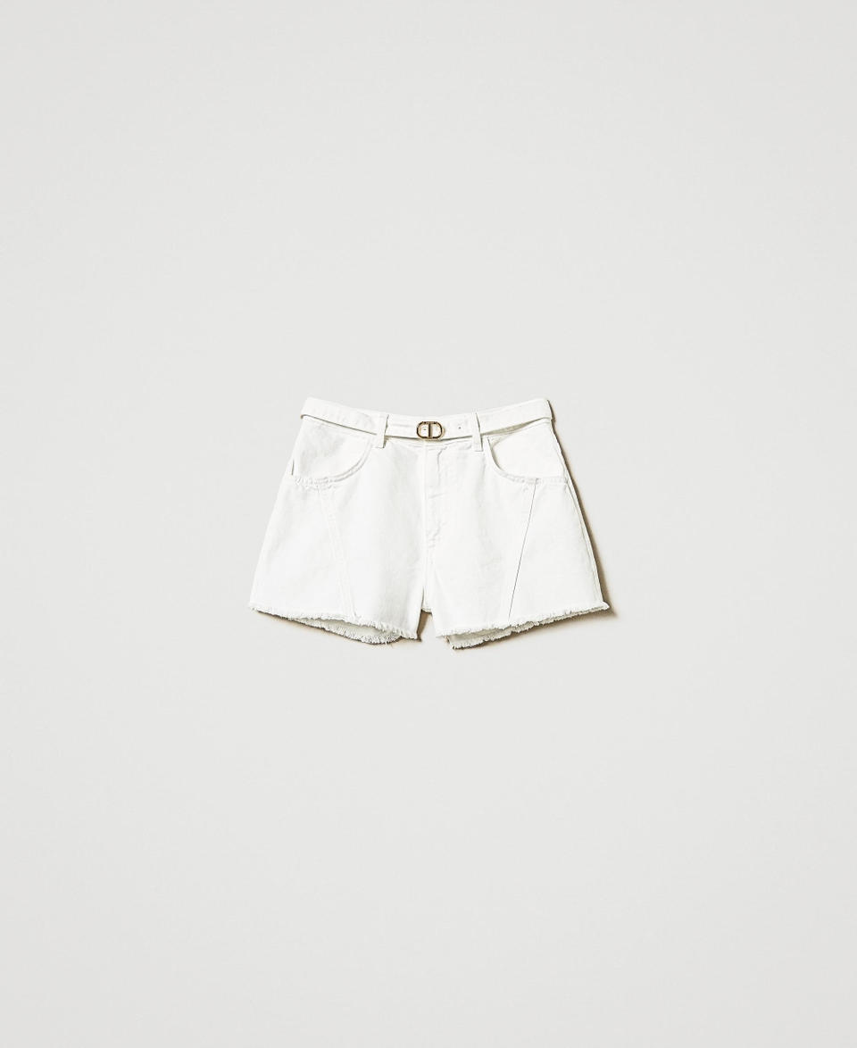 Twin Set Shorts in white bull con cintura Oval T Negozi Online