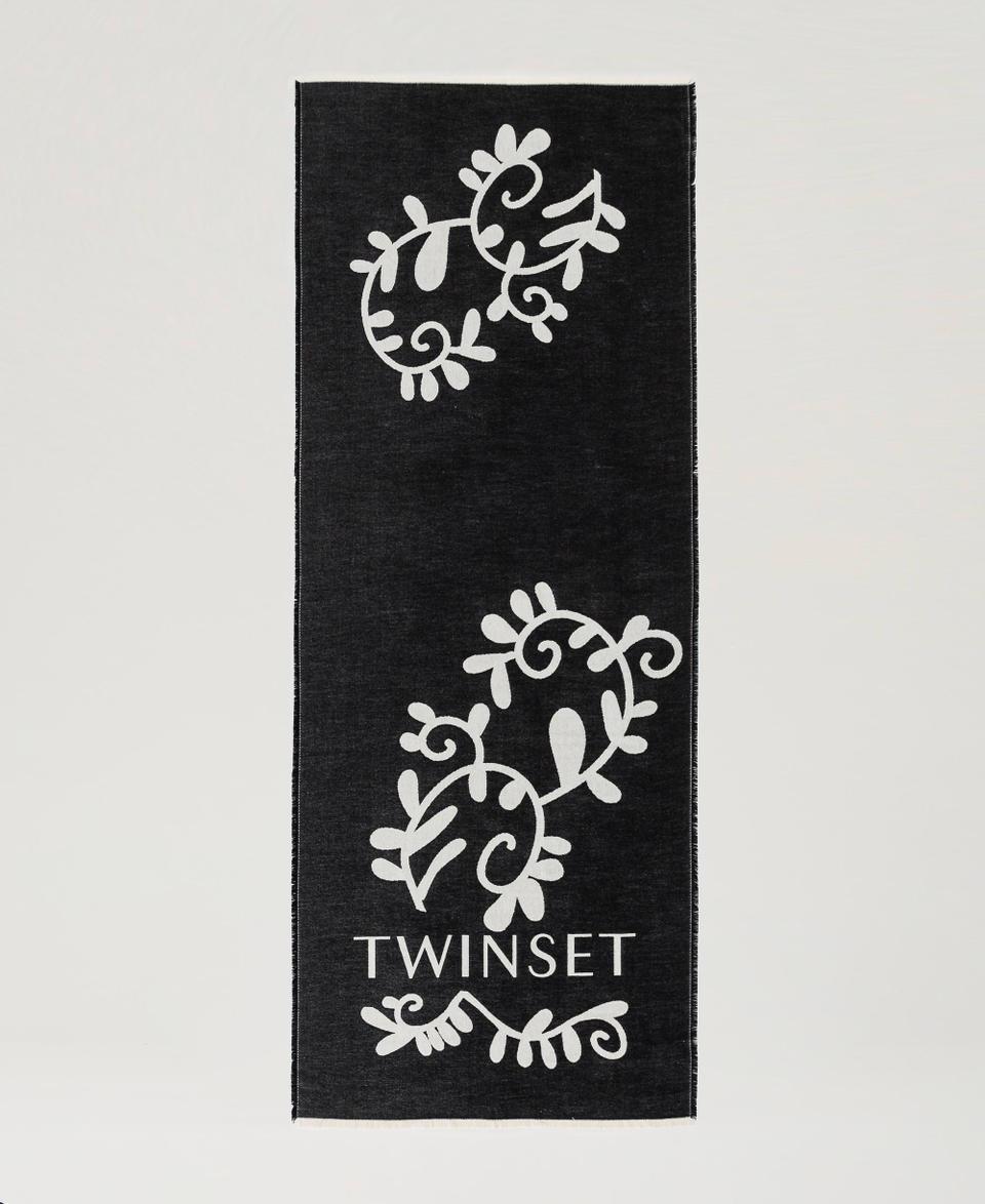 Twin Set Sciarpa jacquard con logo Fino Al -60%