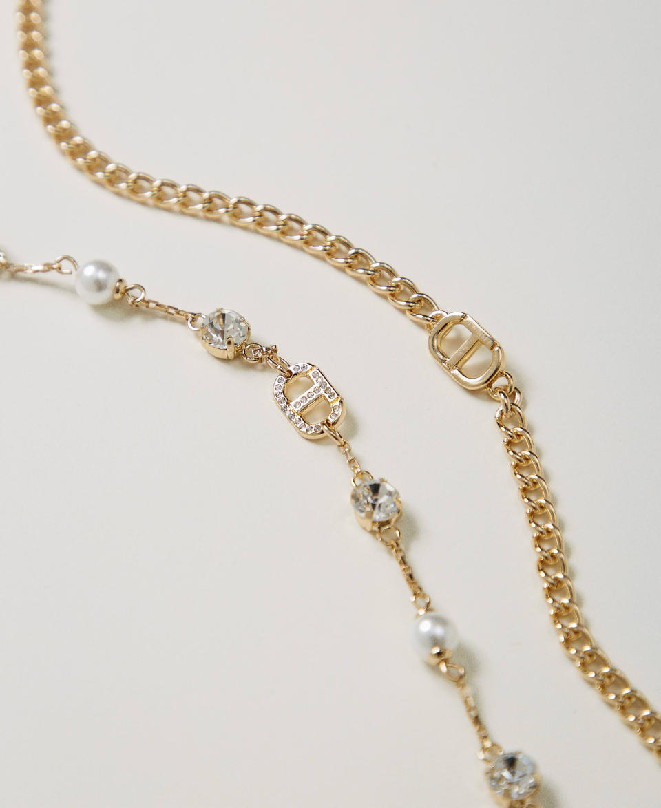 Twin Set Collana multifilo con strass e Oval T Vendita Economica