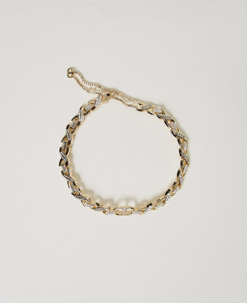 Twin Set Collana girocollo con strass e Oval T Flash Sale