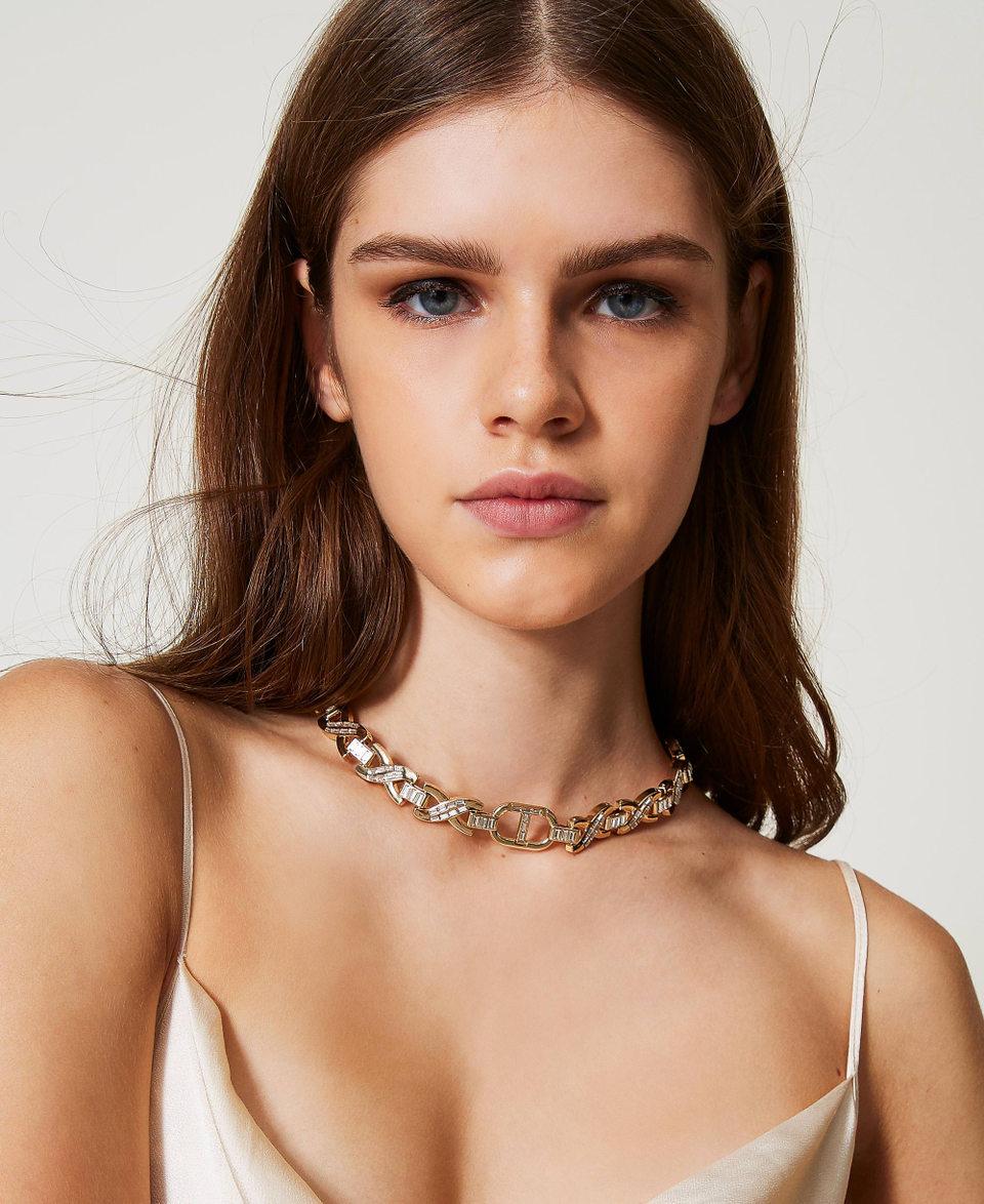 Twin Set Collana girocollo con strass e Oval T Flash Sale