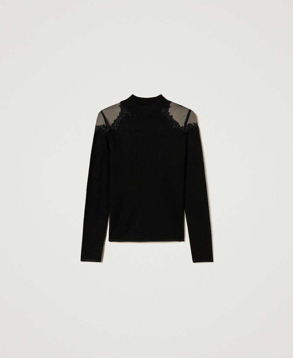 Twin Set Maglia lupetto con tulle e ricamo Enormi risparmi