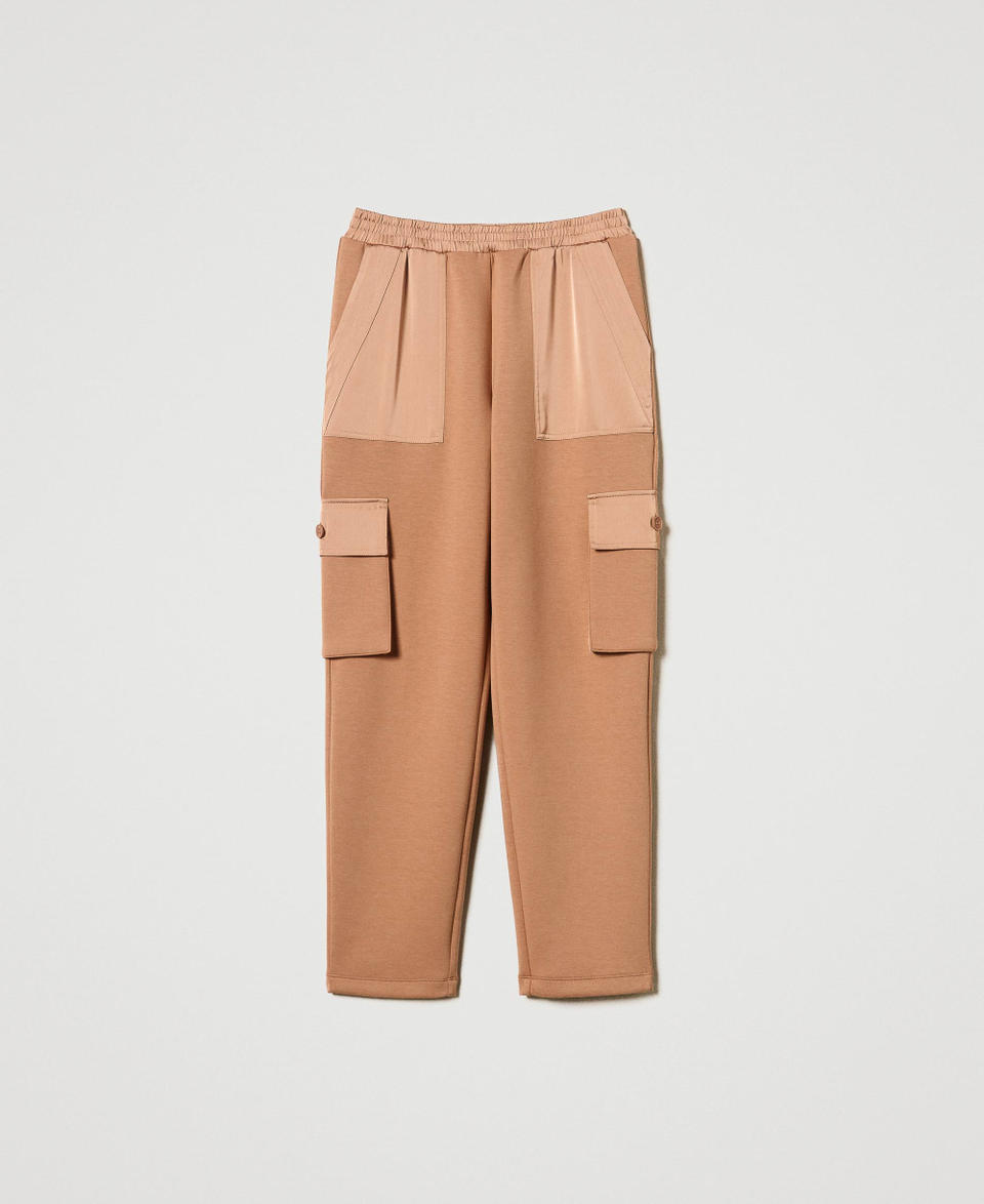 Twin Set Pantaloni cargo in tessuto scuba e raso Ritorno libero