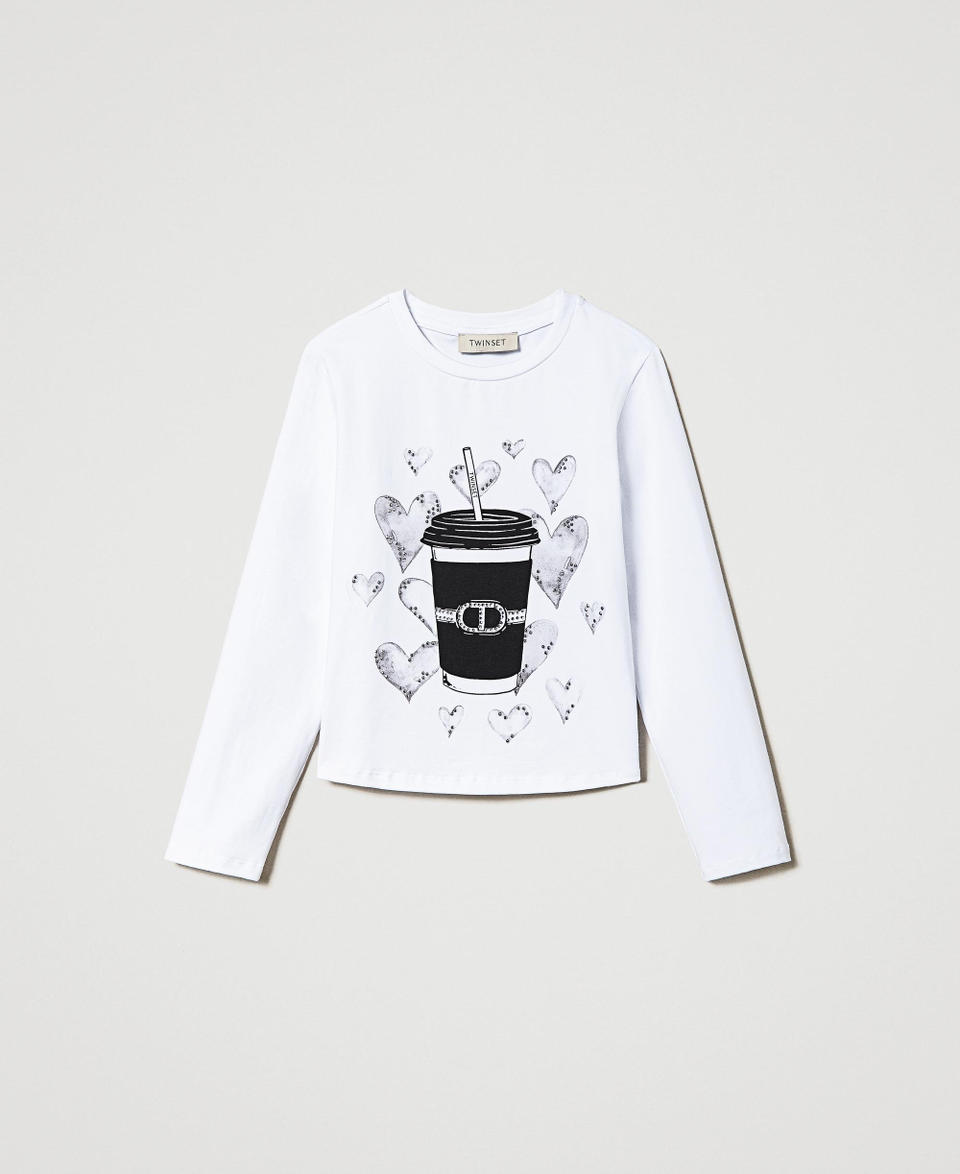 Twin Set T-shirt con stampa e strass Fino al 50% di sconto