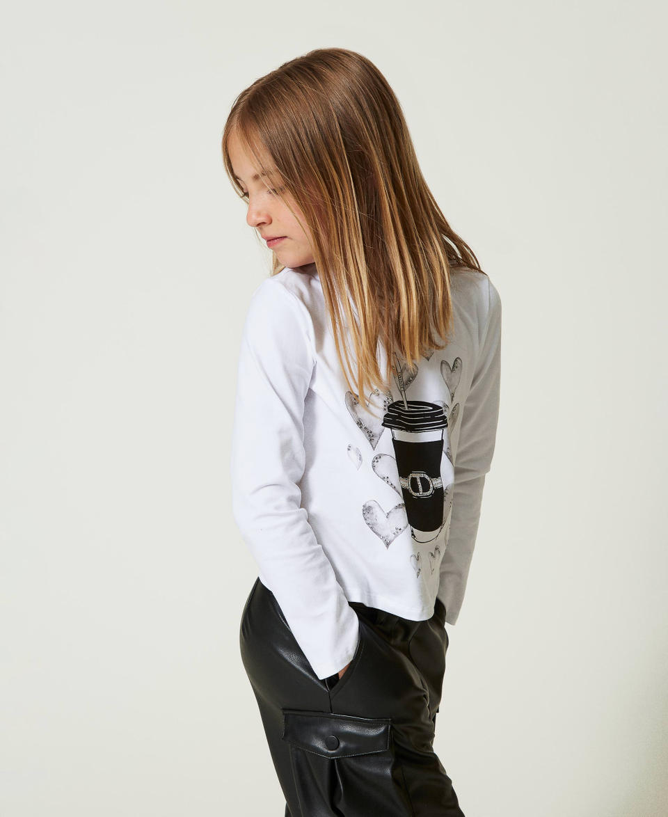 Twin Set T-shirt con stampa e strass Fino al 50% di sconto