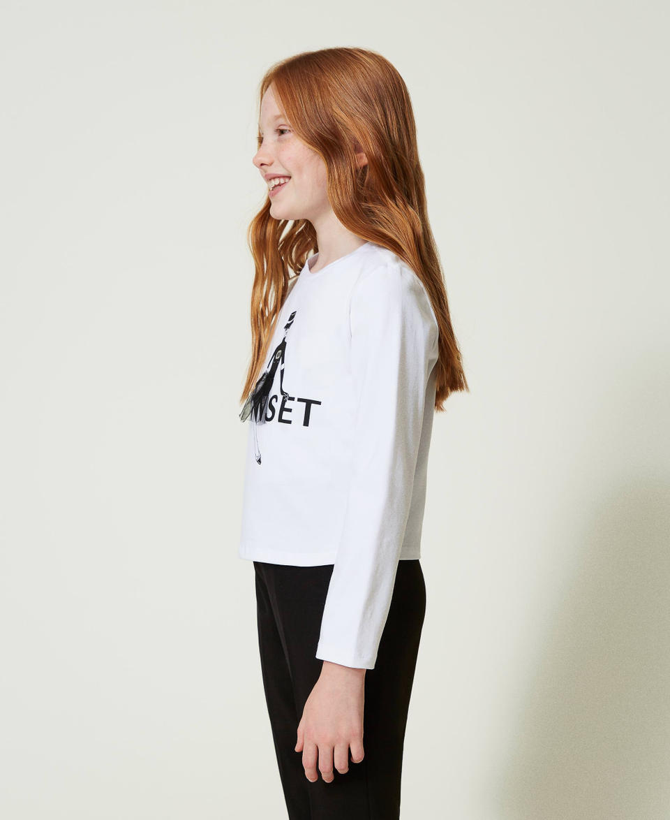 Twin Set T-shirt con stampa logo e glitter Fino al 65% di sconto