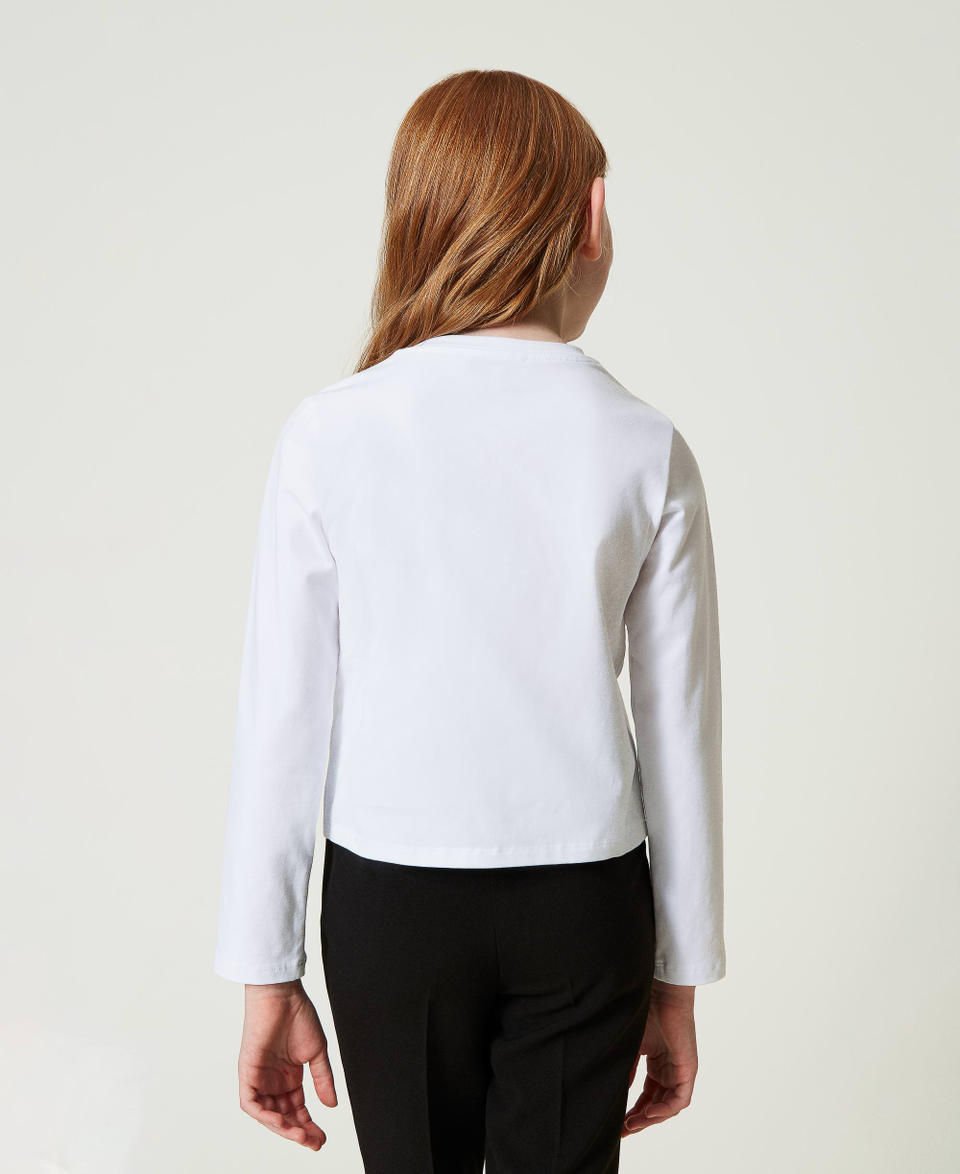 Twin Set T-shirt con stampa logo e glitter Fino al 65% di sconto
