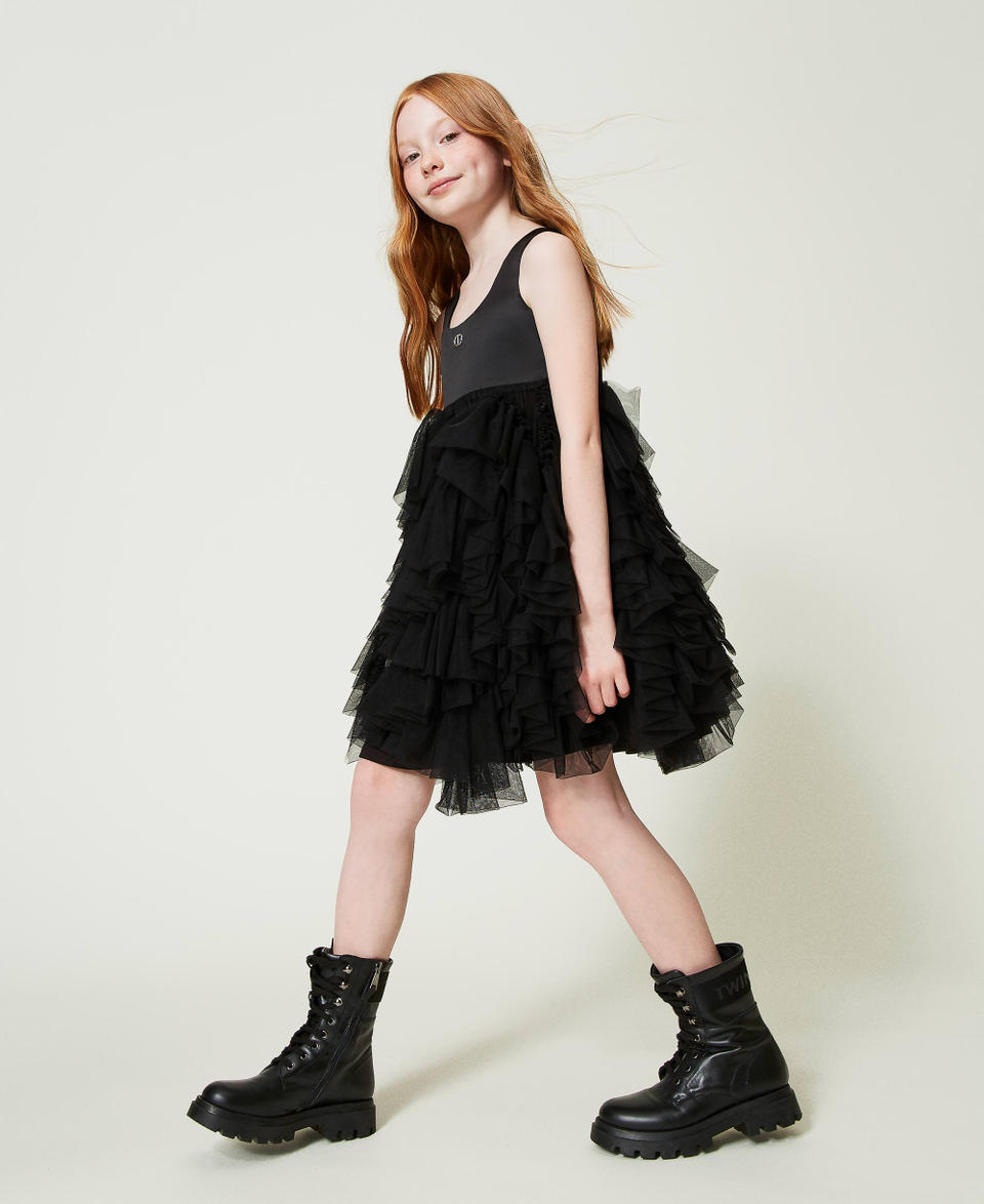 Twin Set Abito corto con volant in tulle Offerta speciale della fabbrica