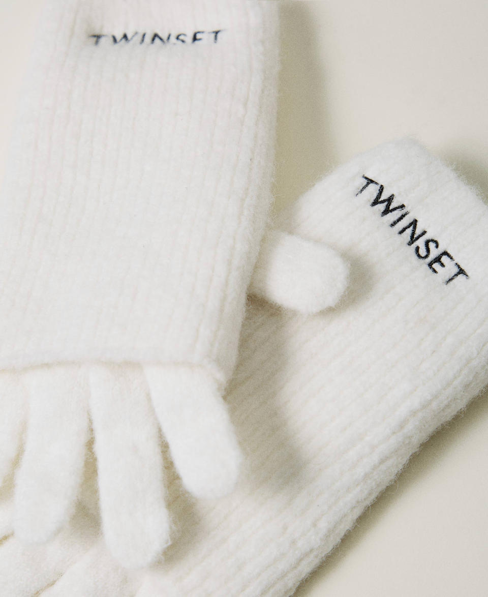 Twin Set Set guanti in maglia con ricamo logo Esporta salva