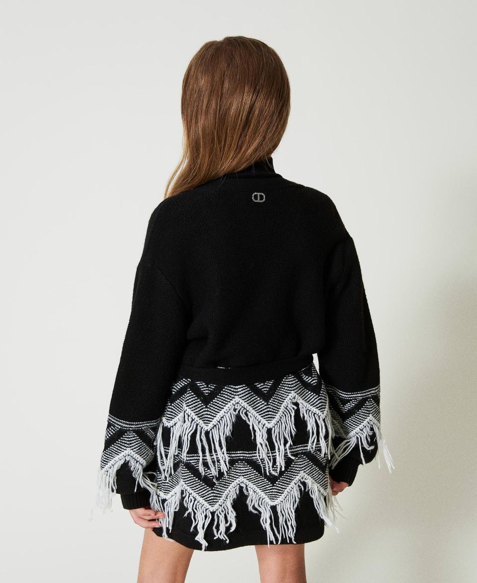 Twin Set Cappotto in maglia misto lana con frange Black Friday Prezzi