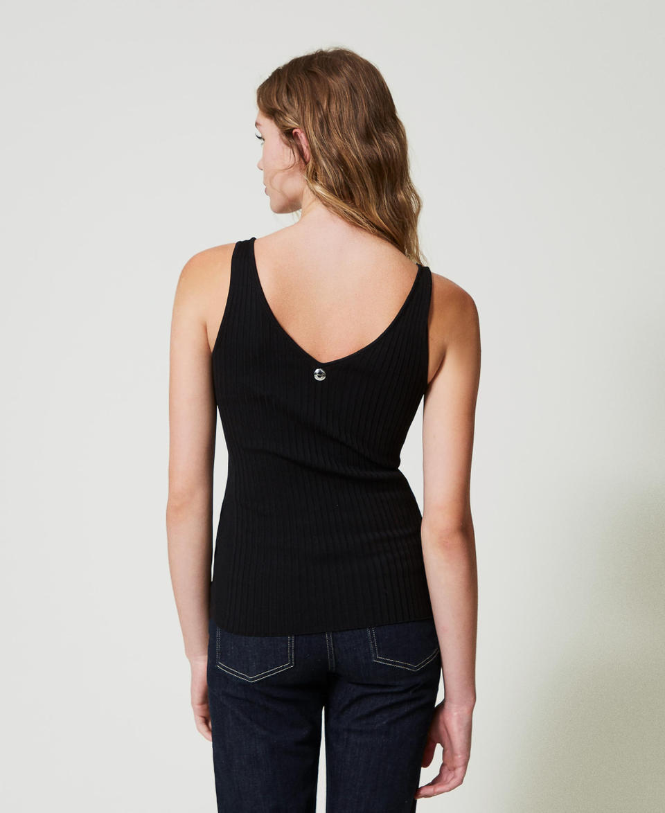 Twin Set Top in maglia a costine con perline Italia