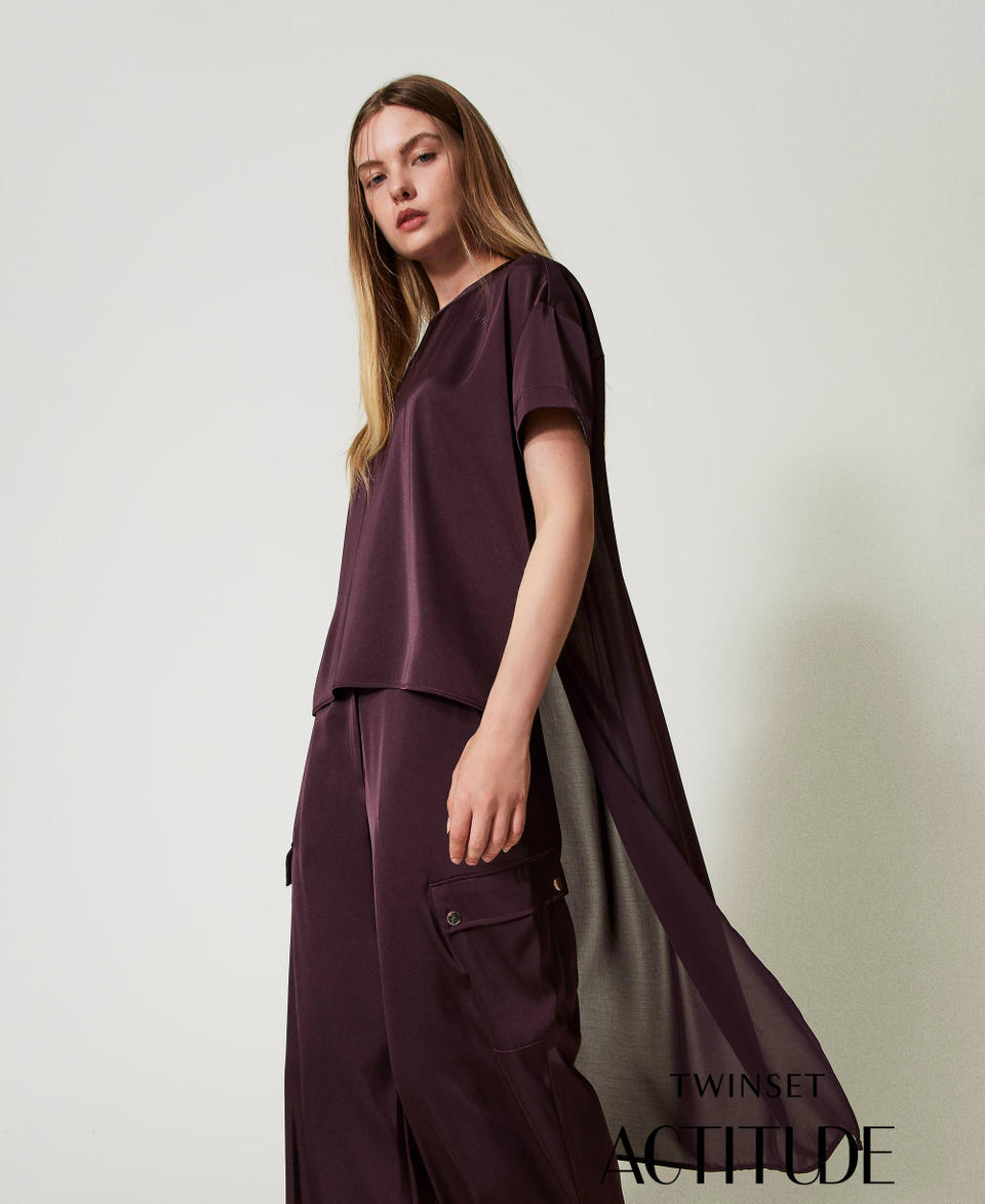 Twin Set Blusa asimmetrica in raso e georgette Nuovo