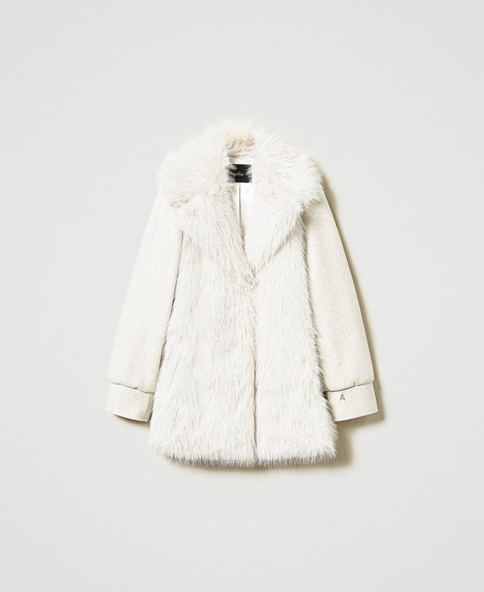 Twin Set Cappotto in panno e faux fur Promozione