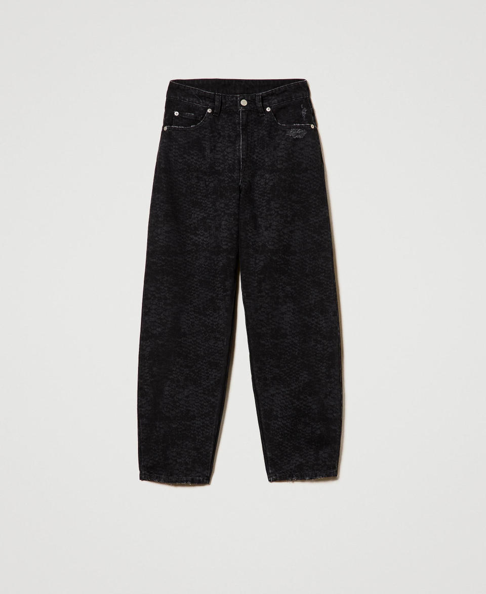 Twin Set Jeans barrel fit con stampa snake Spedizione Gratuita