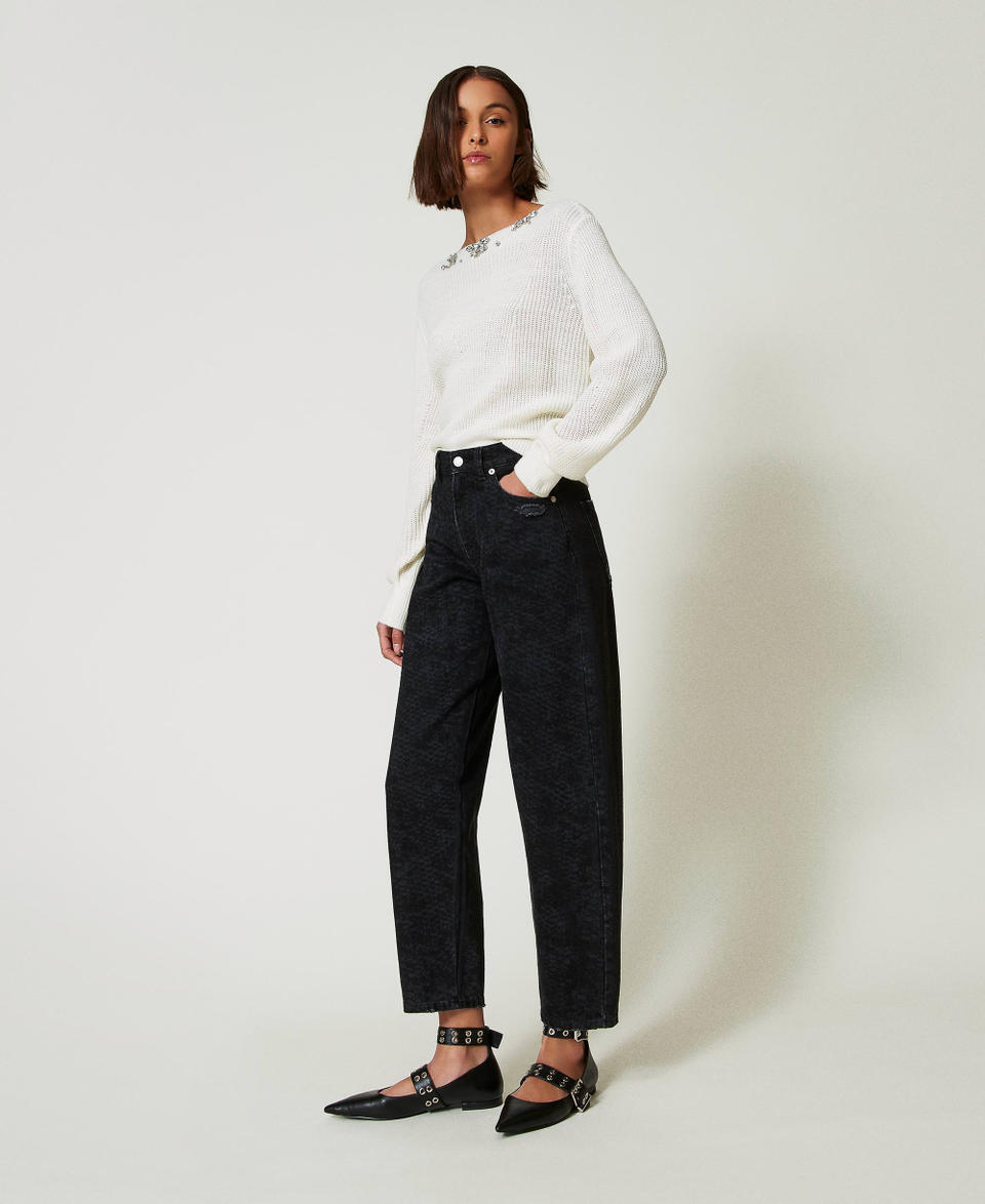 Twin Set Jeans barrel fit con stampa snake Spedizione Gratuita