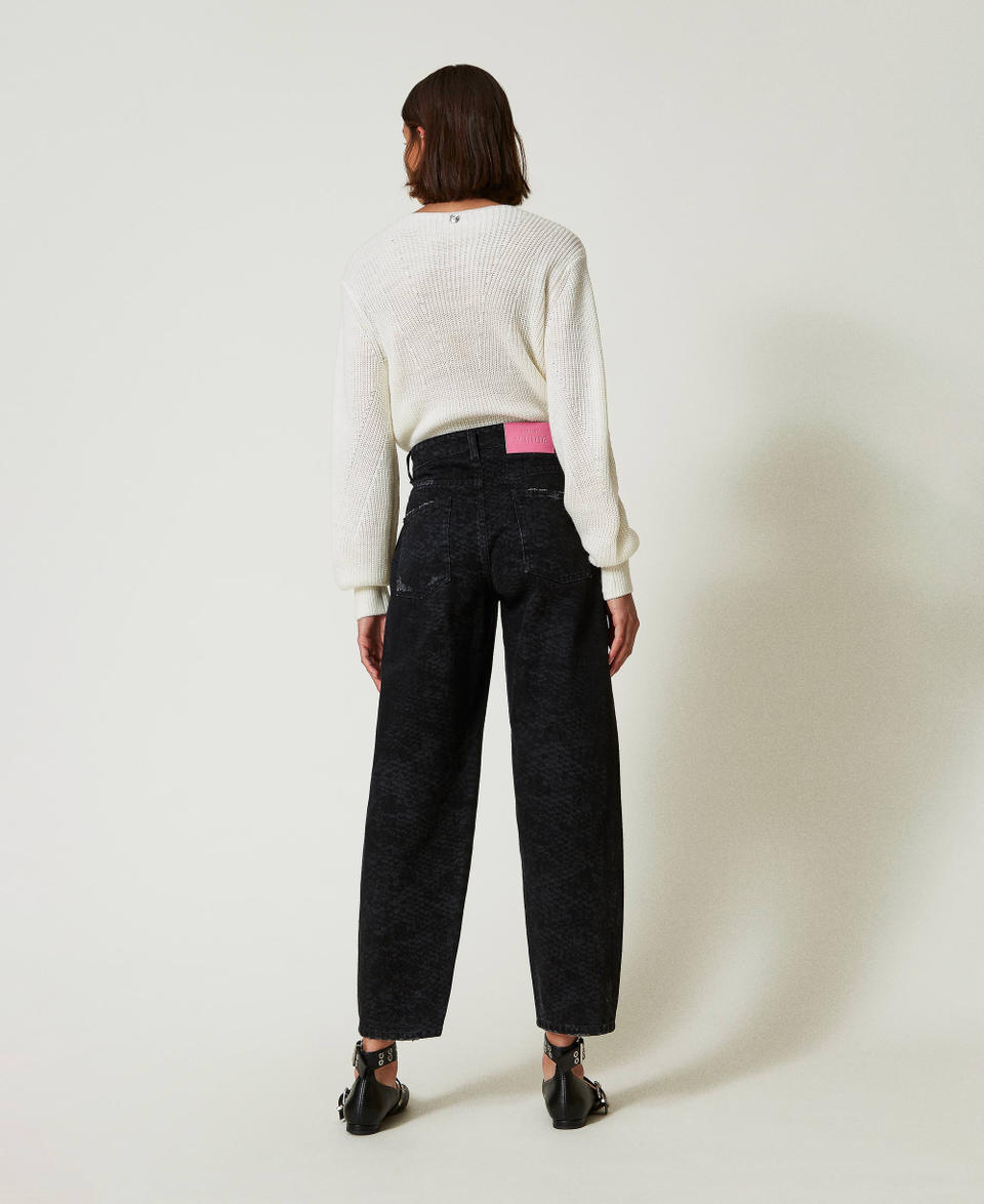 Twin Set Jeans barrel fit con stampa snake Spedizione Gratuita