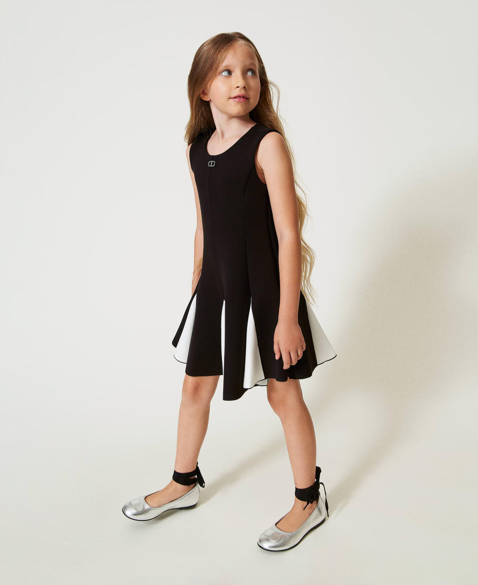 Twin Set Abito corto in tessuto scuba bicolore Shopping Online