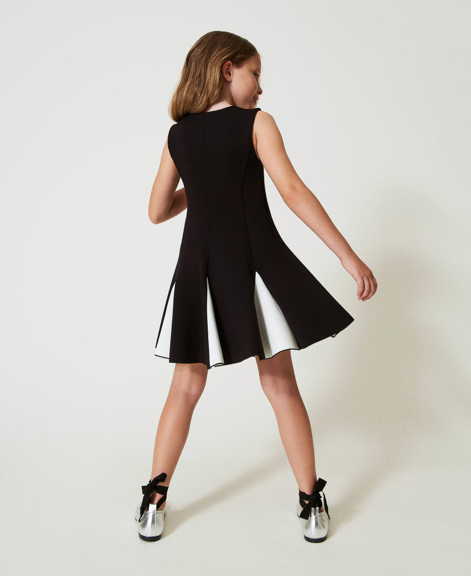 Twin Set Abito corto in tessuto scuba bicolore Shopping Online