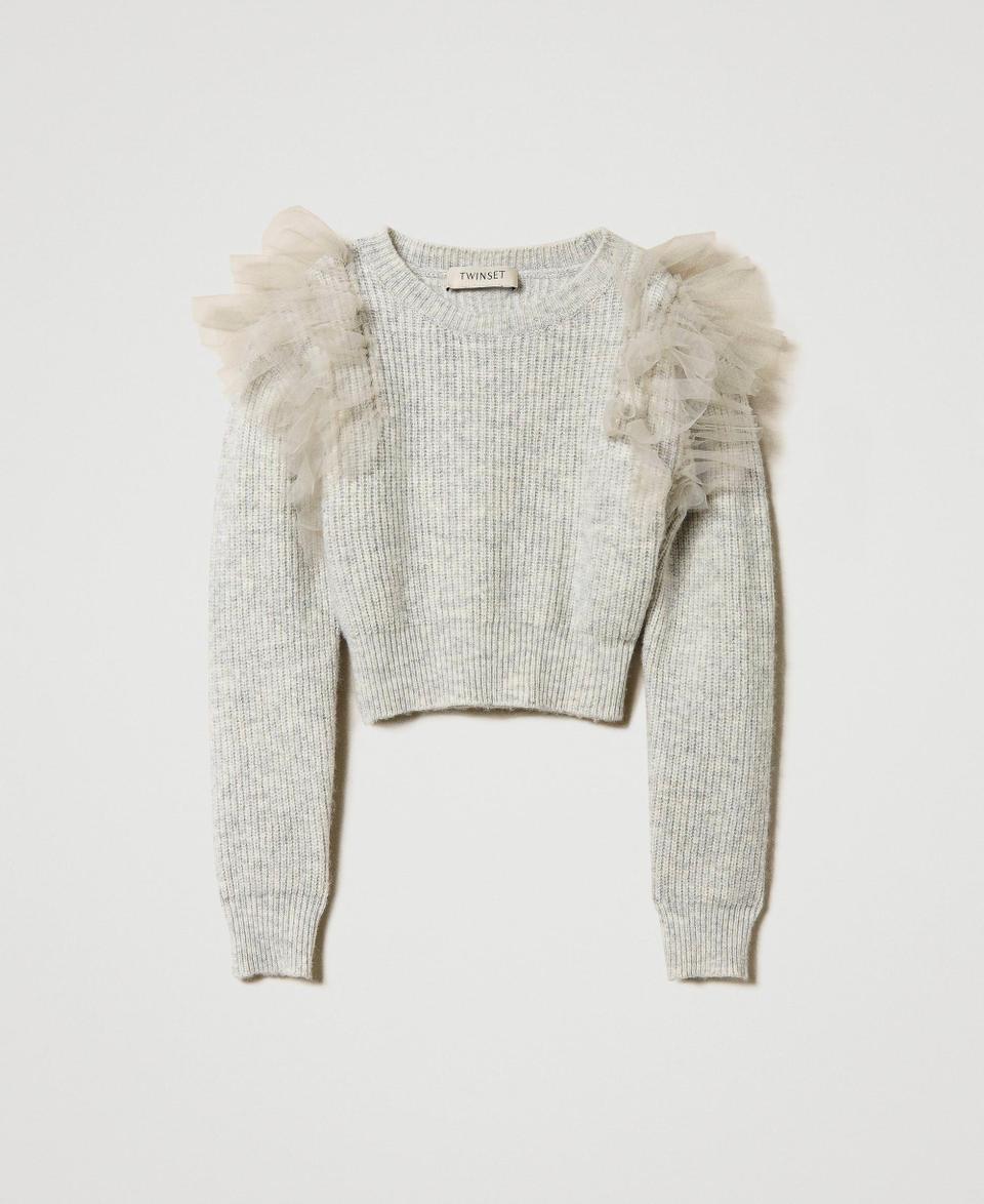 Twin Set Maglia regular con balze in tulle Presa