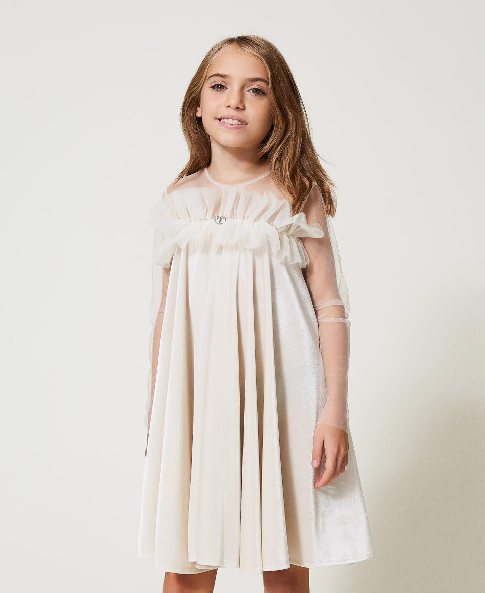 Twin Set Abito corto in ciniglia e tulle Hotsell