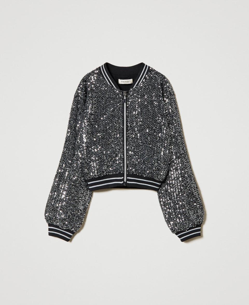 Twin Set Bomber in full paillettes Vendita Calda