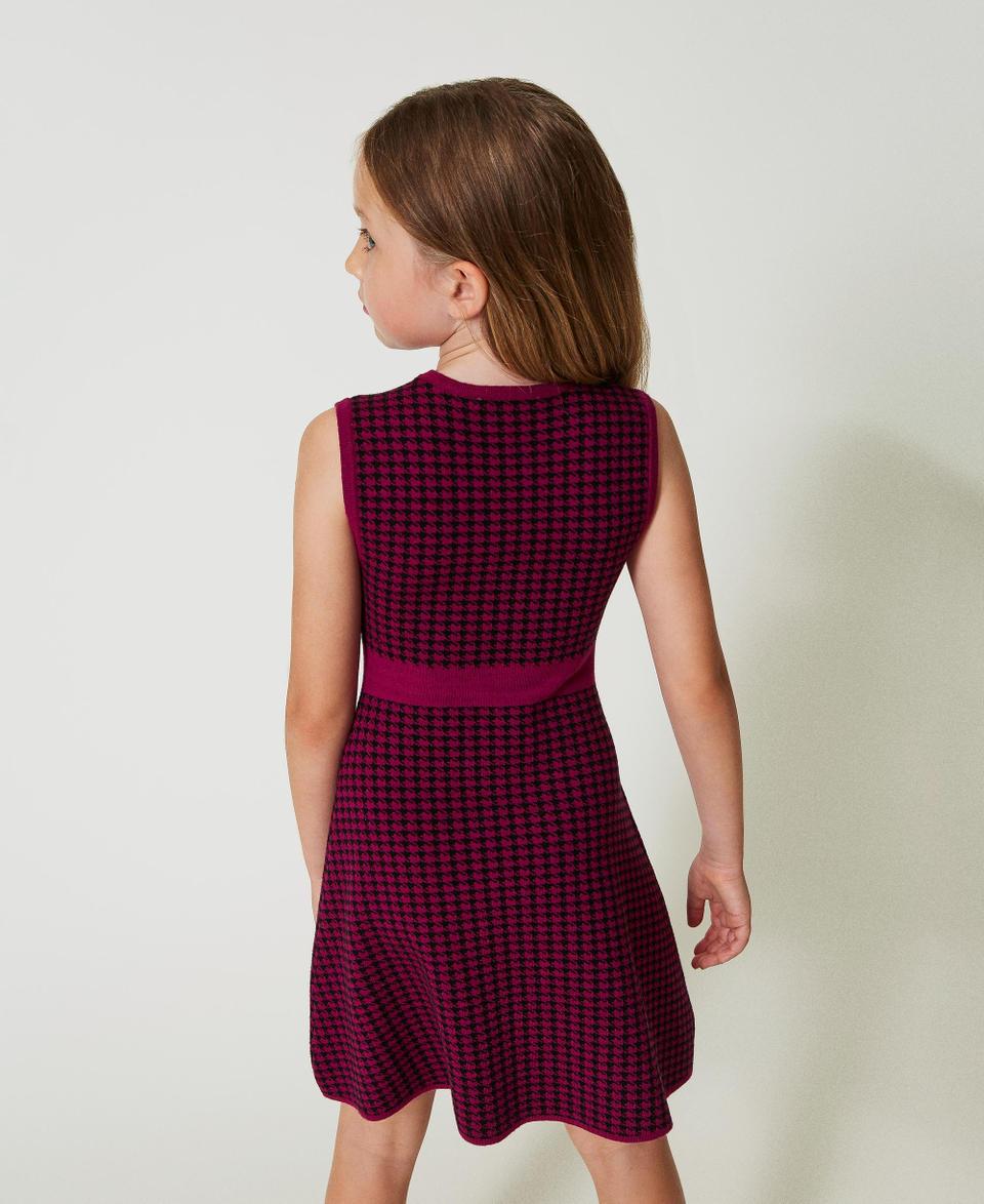 Twin Set Abito corto in maglia jacquard pied de poule Vendita Economica