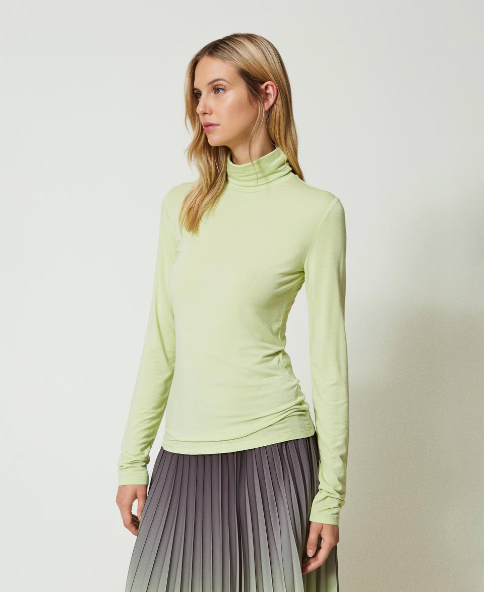 Twin Set T-shirt dolcevita con ricamo logo Prezzo di fabbrica