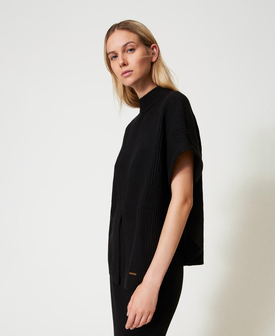 Twin Set Maglia a poncho a costine Comprare a buon mercato