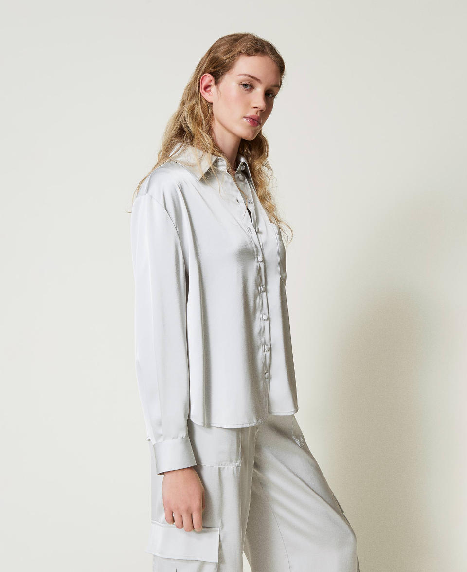 Twin Set Camicia in raso con bottone gioiello Black Friday