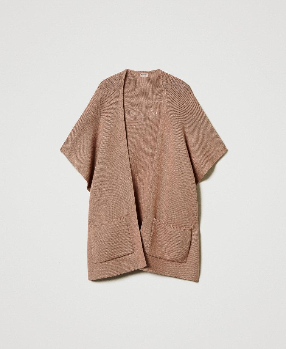 Twin Set Poncho in maglia con ricamo logo Offerta per la Festa della Mamma