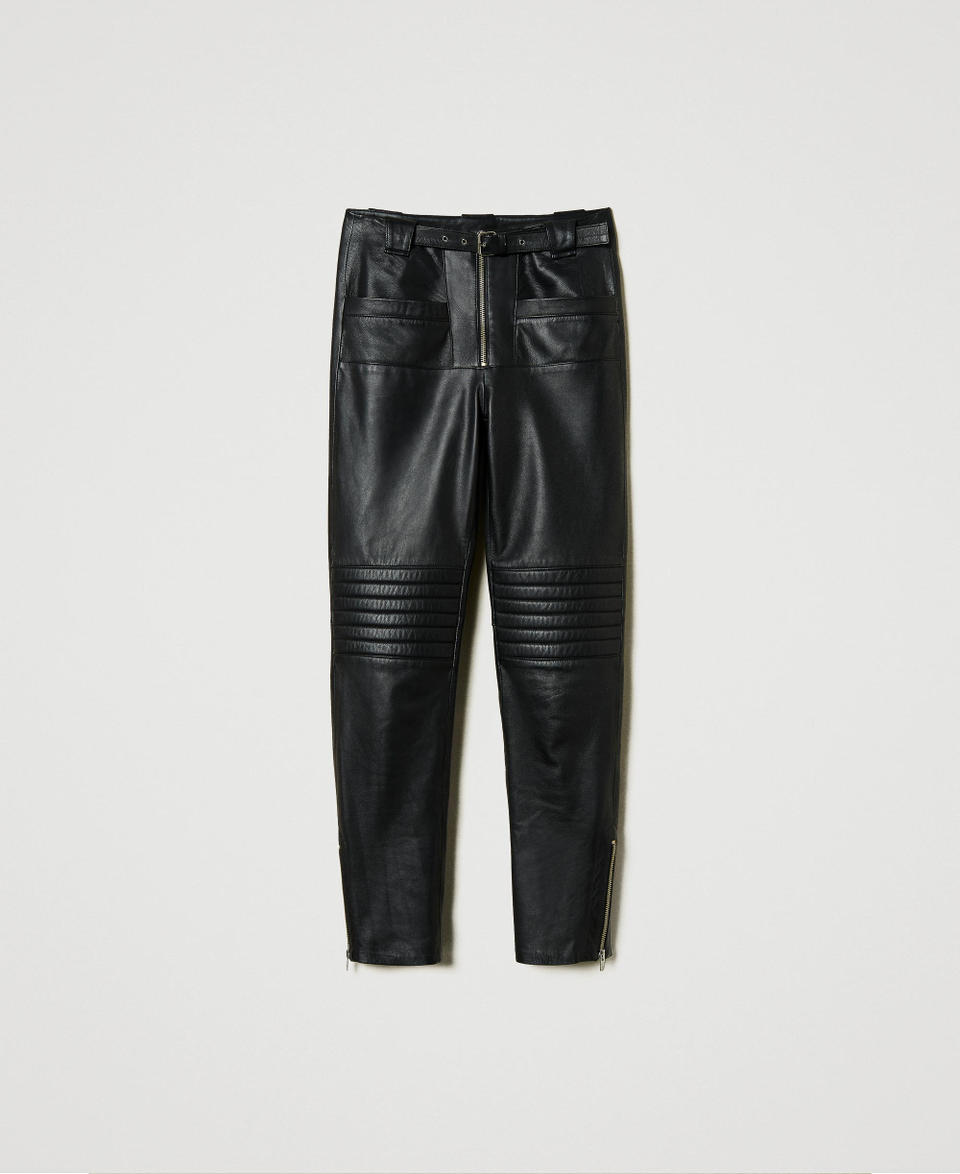 Twin Set Pantaloni biker 'Fairfax' in pelle Vendita calda