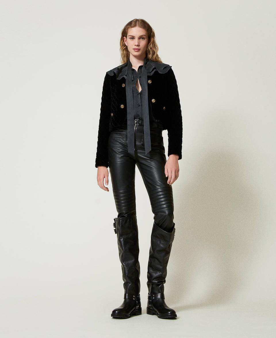 Twin Set Pantaloni biker 'Fairfax' in pelle Vendita calda