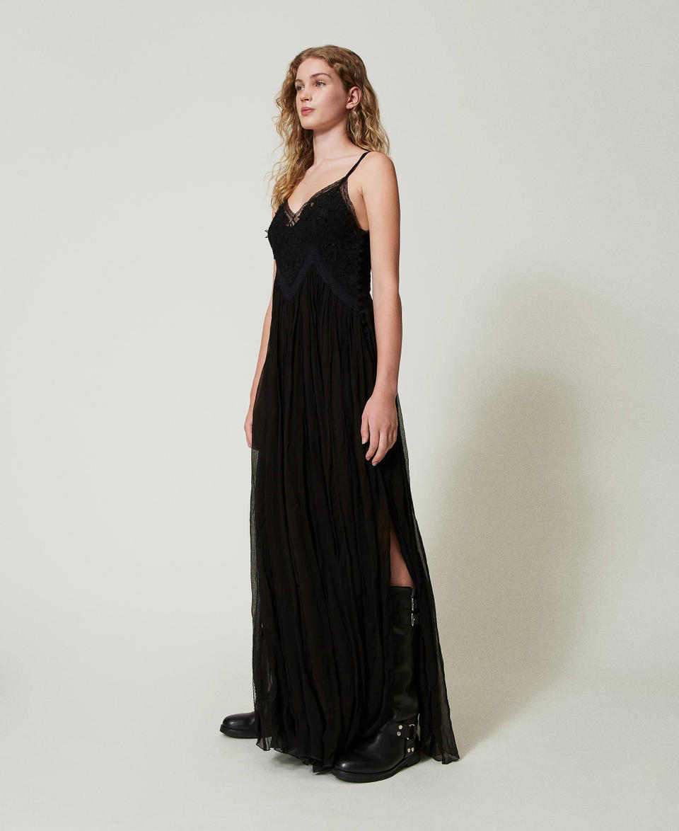 Twin Set Abito lungo in creponne e tulle Offerta temporanea