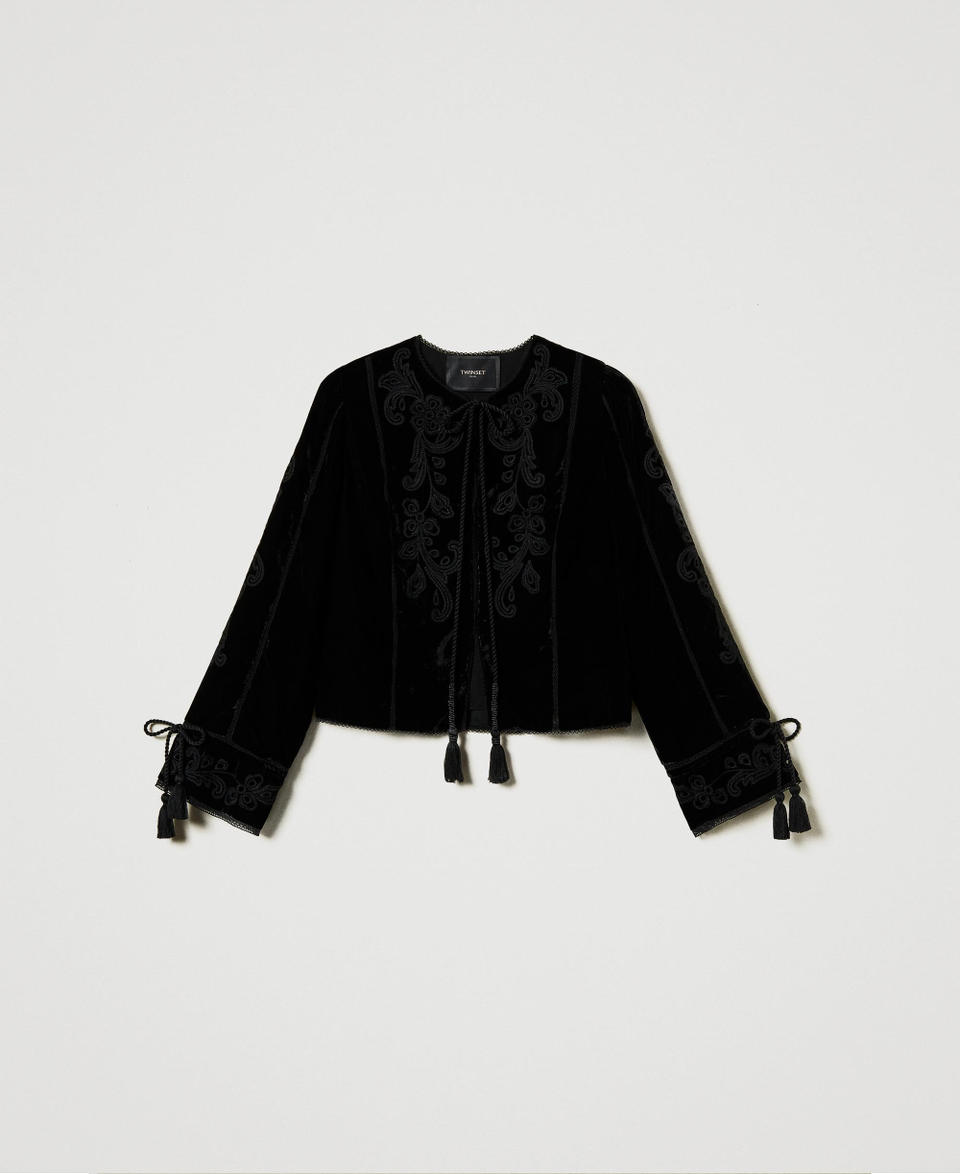 Twin Set Giacca in velluto con ricamo Offerte esclusive