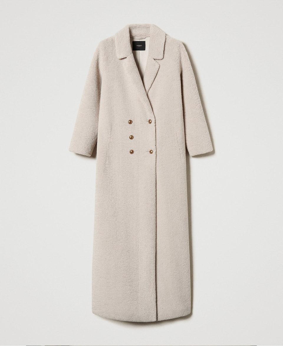Twin Set Cappotto lungo doppiopetto in faux fur Offerte giornaliere