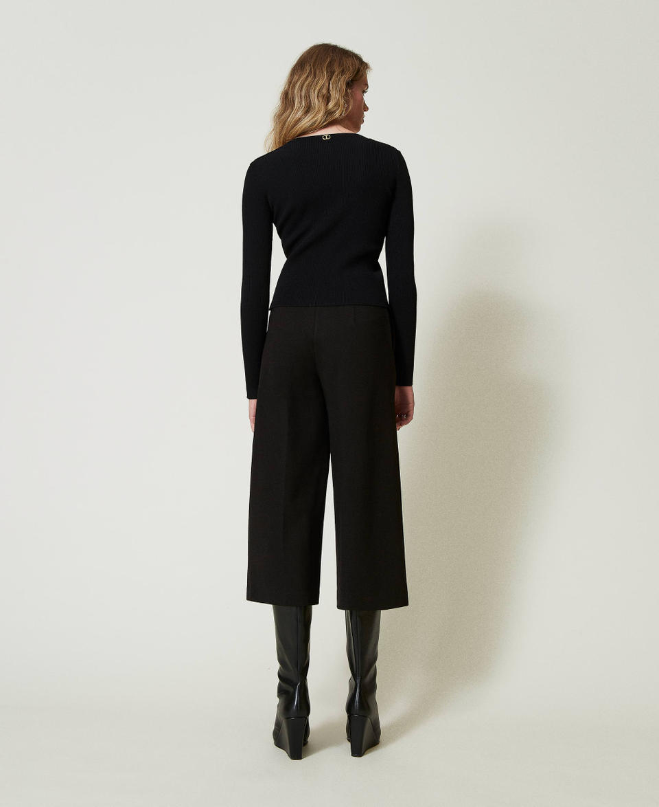 Twin Set Pantaloni cropped con cinturino Oval T Super Saving Price