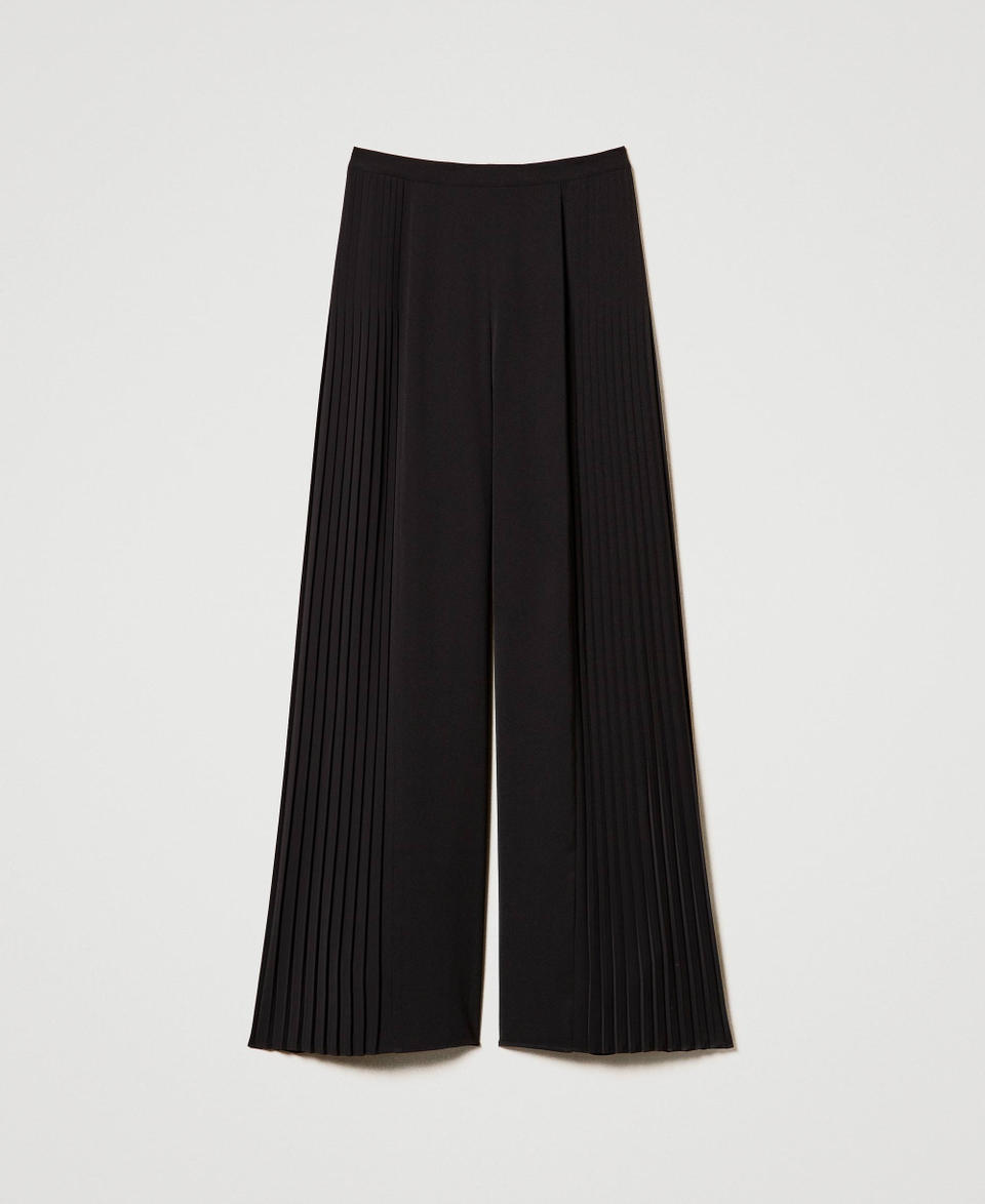 Twin Set Pantaloni a palazzo in georgette plissé Offerta settimanale