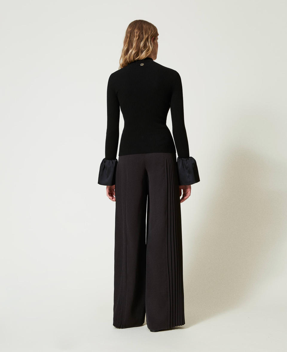 Twin Set Pantaloni a palazzo in georgette plissé Offerta settimanale