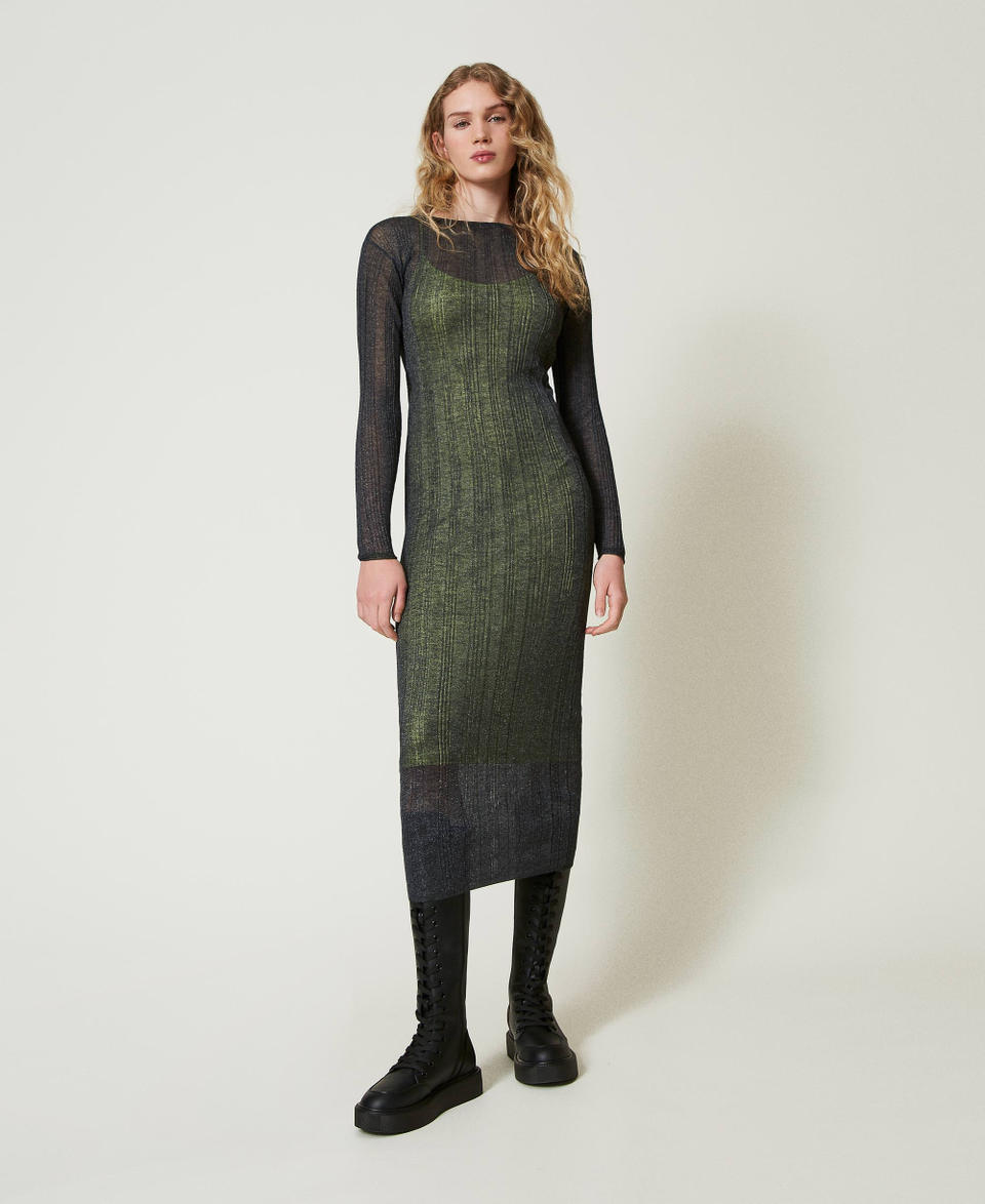 Twin Set Abito lungo fitted in maglia a costine Ultimi due giorni
