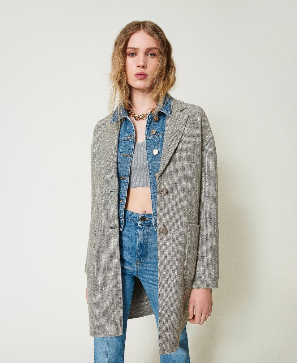 Twin Set Cappotto in panno double con paillettes Fino al 50% di sconto