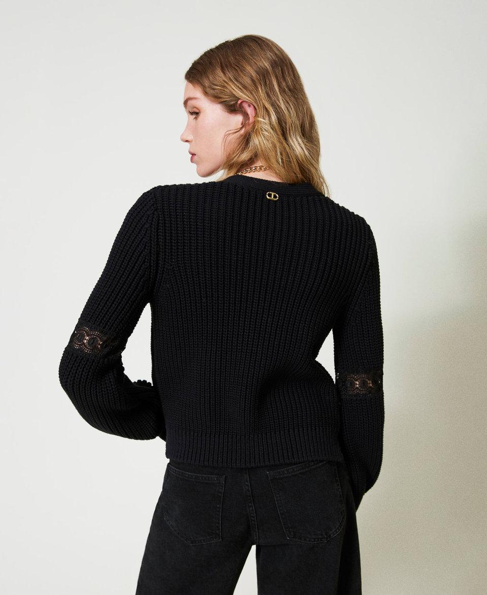 Twin Set Cardigan a costine con pizzo Only for today