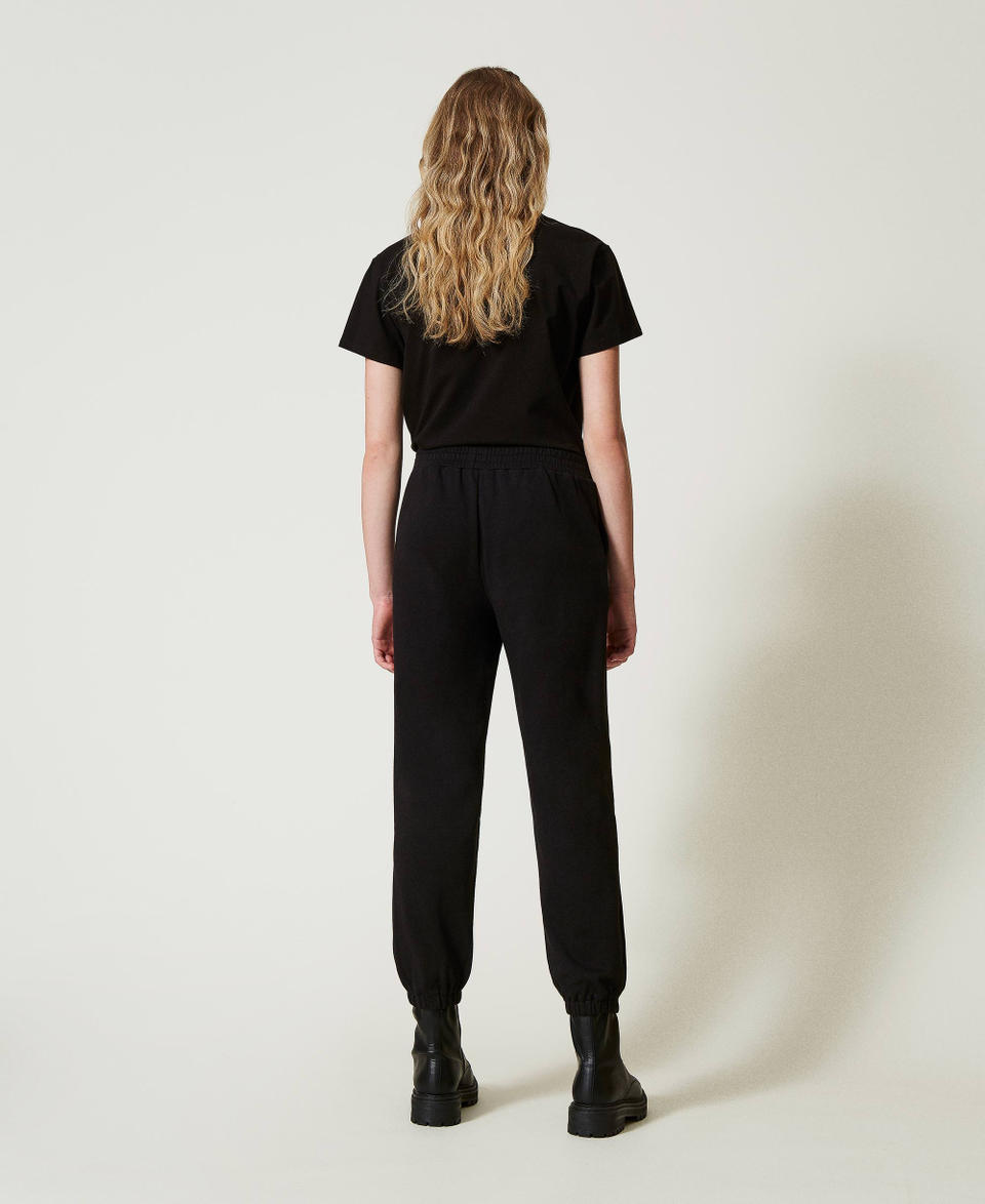 Twin Set Pantaloni joggers in felpa con raso Offerta speciale della fabbrica