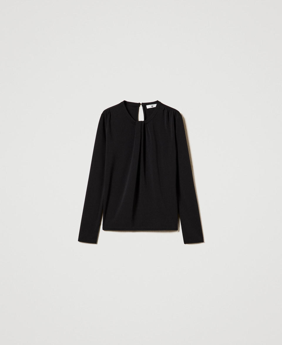 Twin Set Blusa in jersey crêpe con drappeggio Fino al 55% di sconto