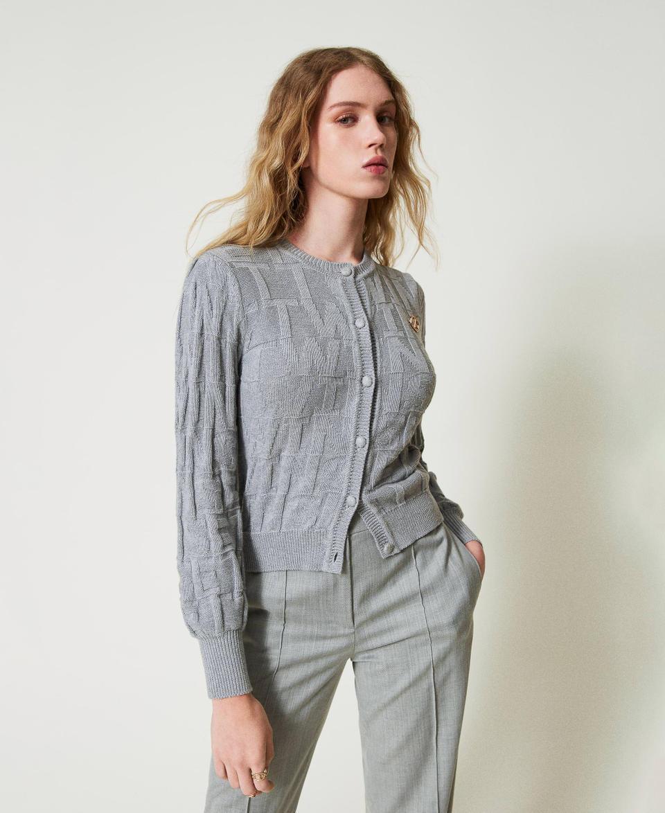 Twin Set Cardigan in cotone e cashmere con logo Solo un giorno rimasto