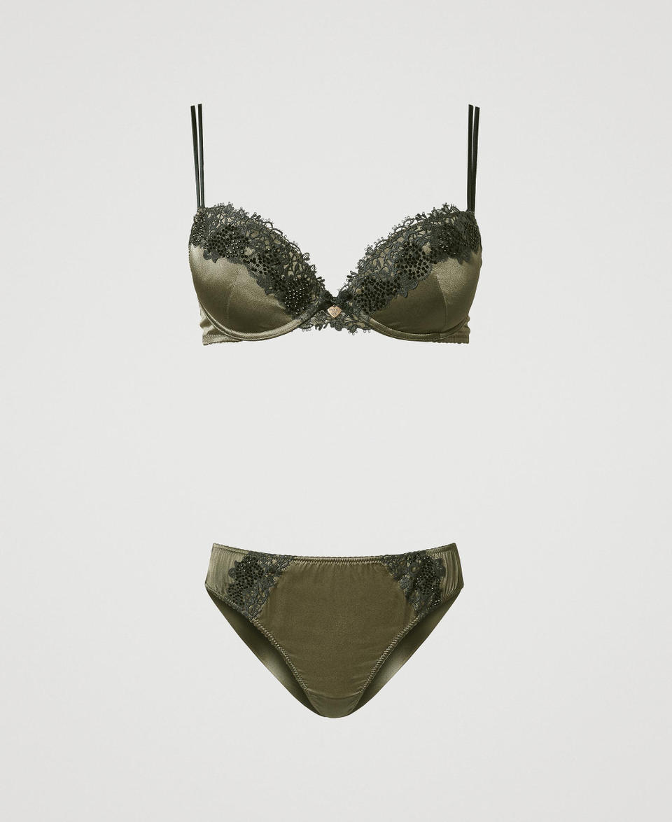 Twin Set Reggiseno push-up e slip brasiliana in seta Limitato a 3 giorni