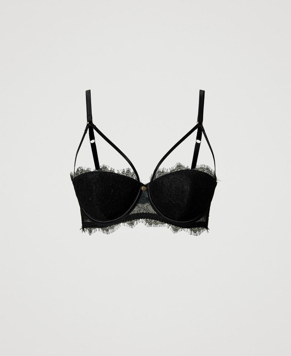 Twin Set Reggiseno a balconcino in pizzo e raso Esporta salva